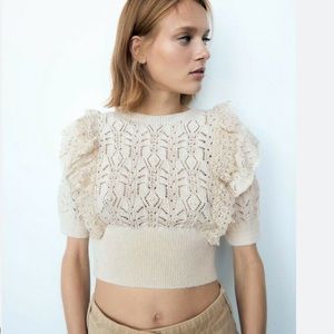 ZARA ruffled knit top